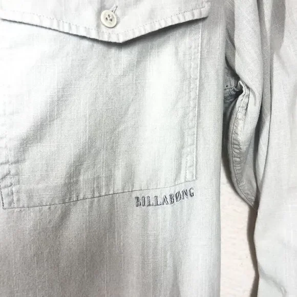 Billabong Shirt Mens M Light Tan Shoulder Tap Long Sleeve Minimalist Vintage - Picture 9 of 13